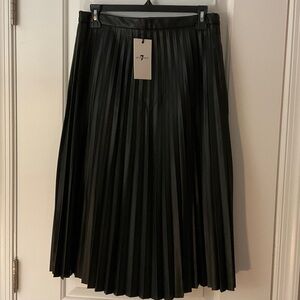 7 For All Mankind Black Pleated Midi Skirt Work